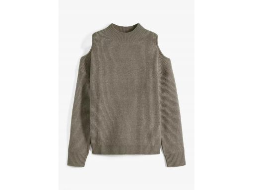 B.P.C zielony szałwiowy sweter z odkrytymi ramionami 48/50.