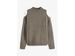B.P.C zielony szałwiowy sweter z odkrytymi ramionami 48/50.
