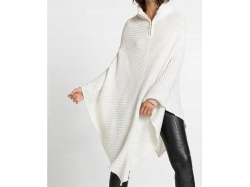 B.P.C poncho śmietankowe dzianinowe ze srebrną nitką r.UNIWERSALNY