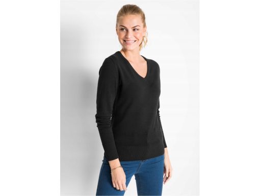 B.P.C sweterek dzianinowy czarny w serek 40/42.