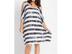 B.P.C sukienka tunika plażowa odkryte ramiona w paski ^40/42
