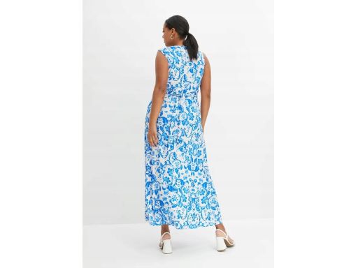 B.P.C długa sukienka biała w niebieskie wzory 48/50.