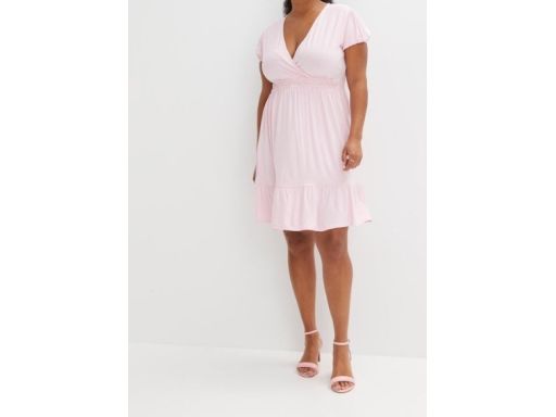 B.P.C sukienka kopertowa różowa z falbaną 48/50.