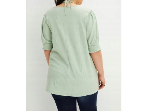 B.P.C tunika shirtowa prążkowana luźna zielona 40/42.