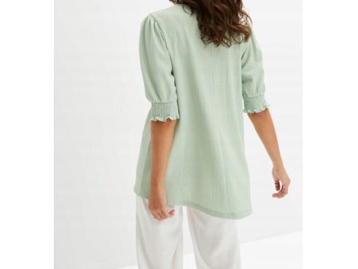 B.P.C tunika shirtowa prążkowana luźna zielona 40/42.