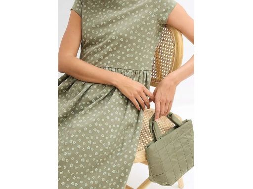 B.P.C sukienka dresowa zielona w drobne kwiatuszki ^40/42