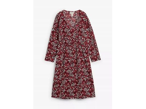 B.P.C sukienka bordowa w drobne kwiatuszki krepowana 44/46.