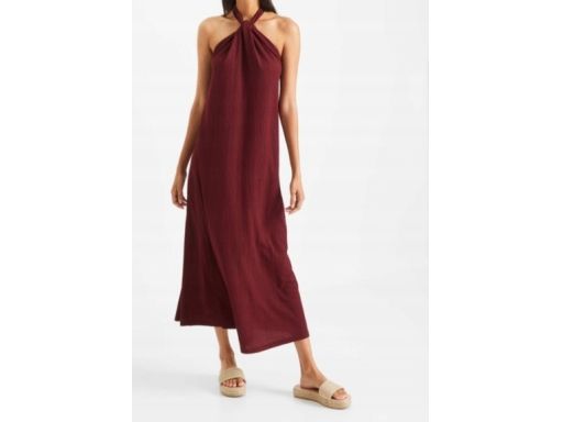 B.P.C maxi sukienka wiązana na szyi bordowa 44/46.