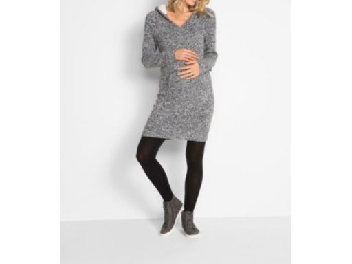 B.P.C dzianinowa ciążowa sukienka kaptur z misiem 36/38.