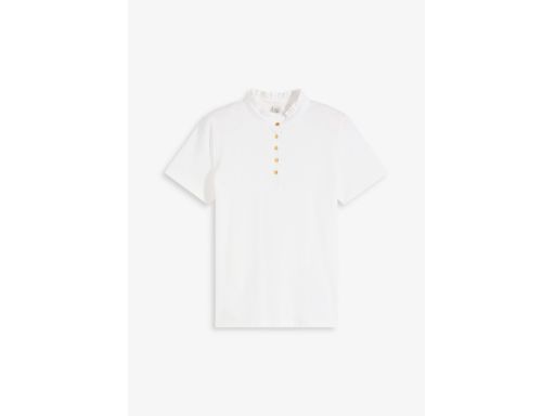 B.P.C t-shirt biały ze stójką z guzikami 40/42.