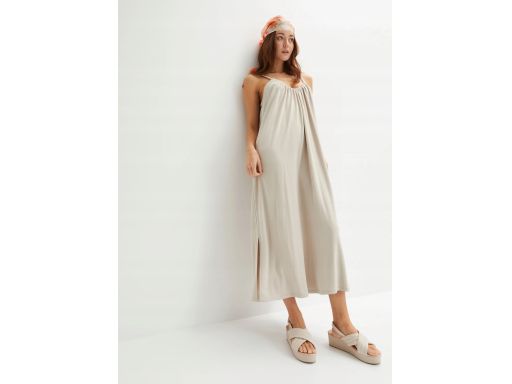 B.P.C sukienka beżowa luźna midi z modalu r.44/46