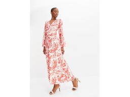 B.P.C sukienka maxi czerwono-kremowa r.40/42