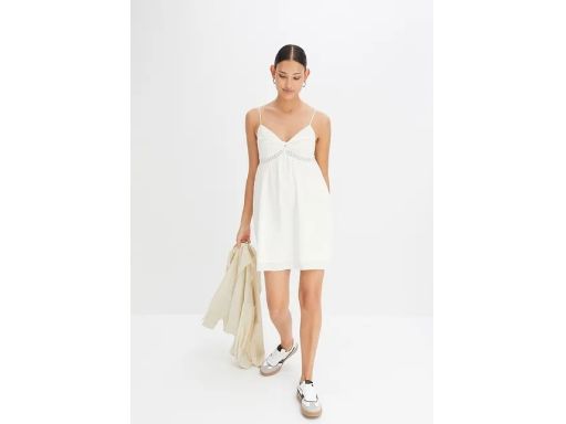 B.P.C sukienka plażowa krótka śmietankowa urocza 44.