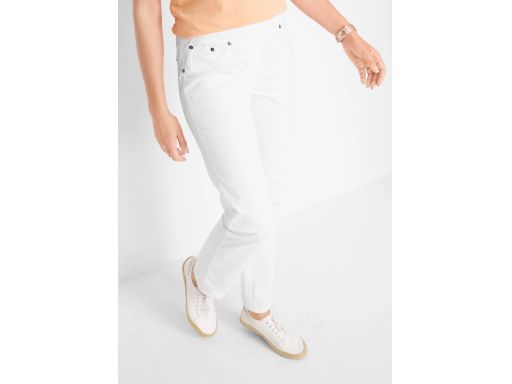 B.P.C spodnie białe elastyczna guma w pasie ^50