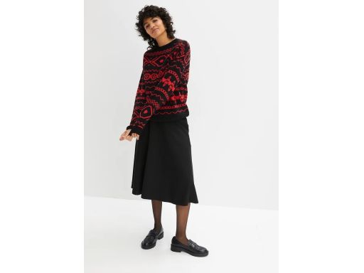 B.P.C sweter czarny w czerwony wzór norweski ^40/42