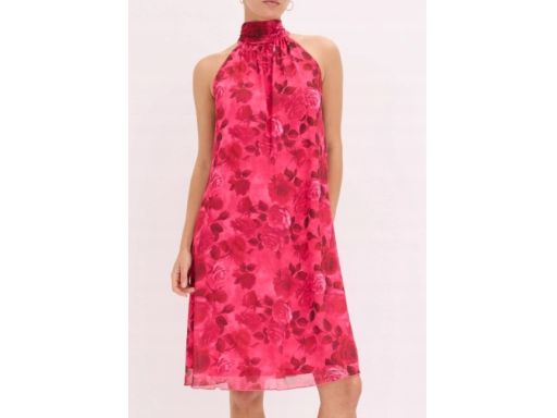 B.P.C sukienka czerwona siateczkowa w róże ^48/50