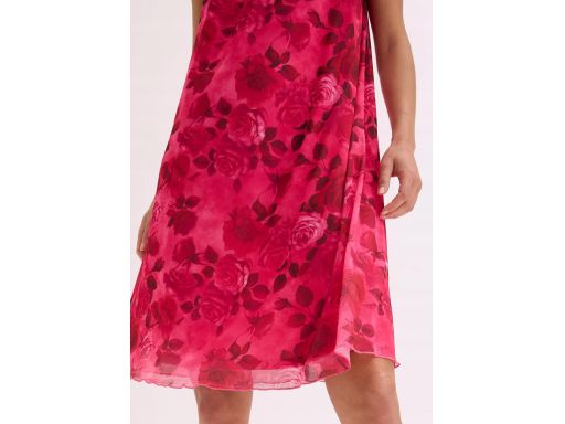 B.P.C sukienka czerwona siateczkowa w róże ^48/50