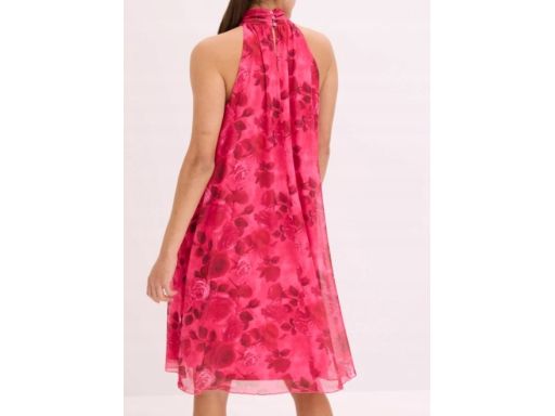 B.P.C sukienka czerwona siateczkowa w róże ^48/50