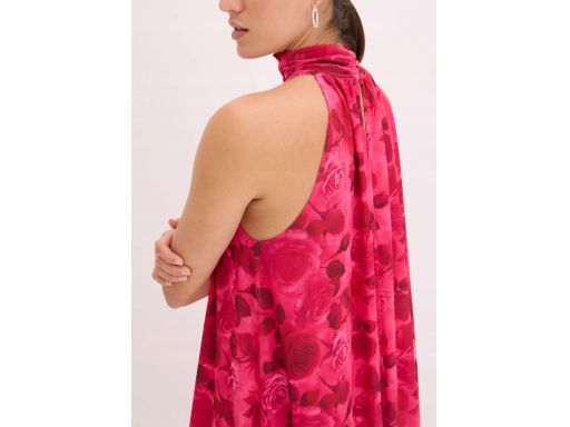 B.P.C sukienka czerwona siateczkowa w róże ^48/50