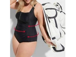 B.P.C kostium kąpielowy shape czarny z marszczeniem i dżetami r.48