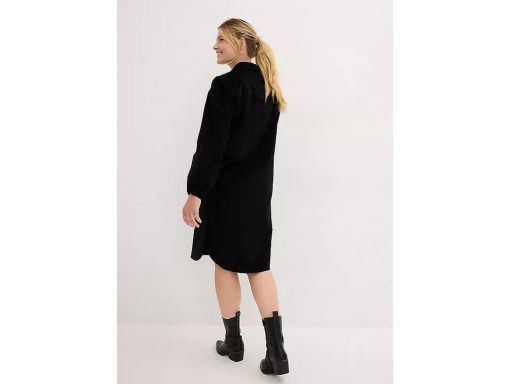 B.P.C sztruksowa sukienka czarna z kołnierzykiem 38.