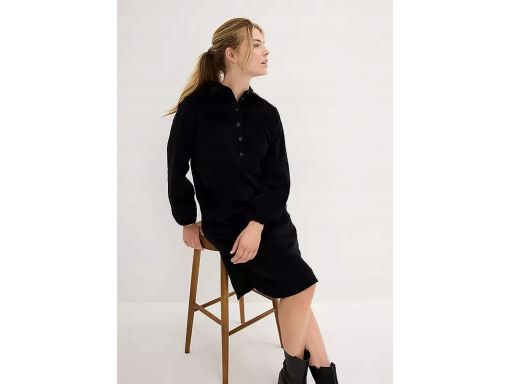 B.P.C sztruksowa sukienka czarna z kołnierzykiem 38.