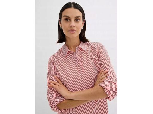 B.P.C sukienka koszulowa biało-czerwona bawełniana w paseczki 42.