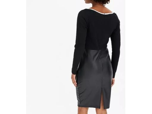 B.P.C czarna sukienka z eko skórą r.36/38