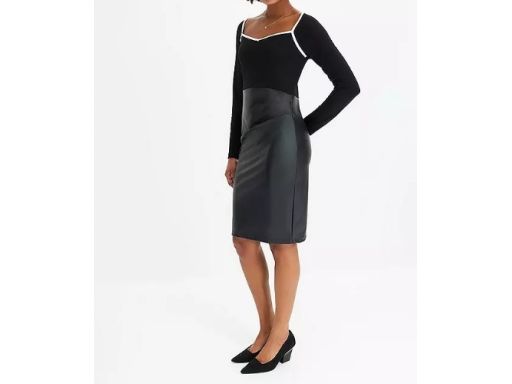 B.P.C czarna sukienka z eko skórą r.36/38