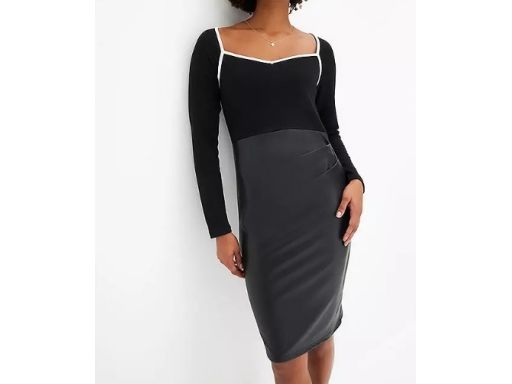 B.P.C czarna sukienka z eko skórą r.36/38