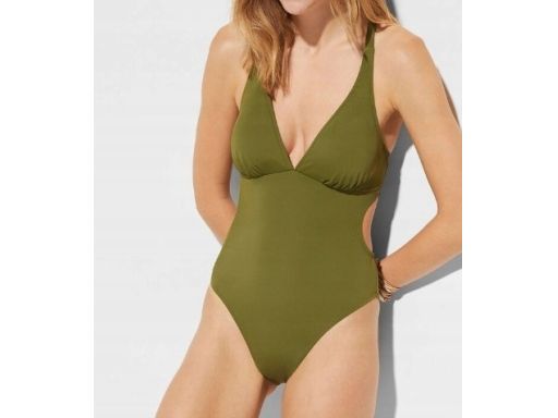 B.P.C kostium jednoczęściowy khaki sexy wycięcia r.38