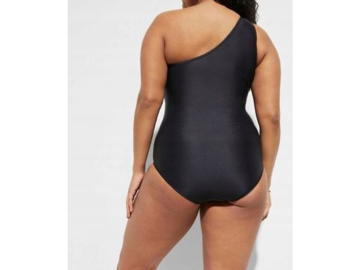 B.P.C kostium kąpielowy asymetryczny czarny na jedno ramię z siateczką