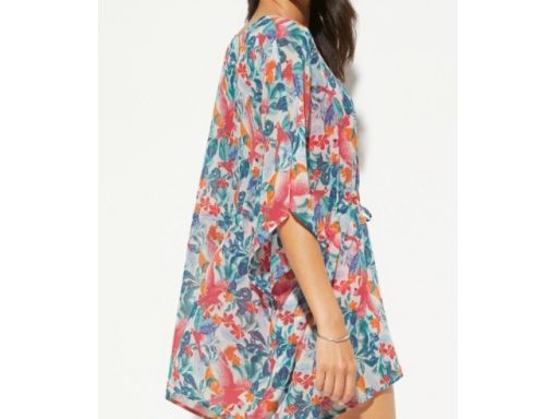 B.P.C szyfonowa tunika plażowa kolorowa w kwiaty ^48/50