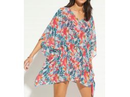 B.P.C szyfonowa tunika plażowa kolorowa w kwiaty ^48/50