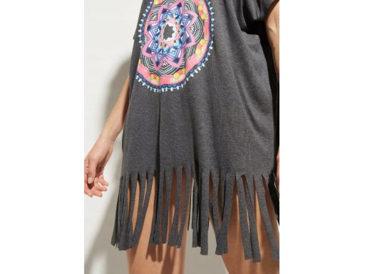 B.P.C plażowa tunika szara z kolorowym nadrukiem wiskozowa ^44/46