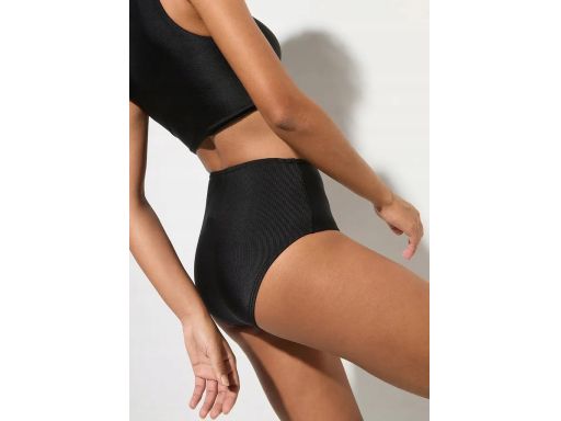 B.P.C bikini czarne top bustier figi maxi wysoki stan prążkowane r.38