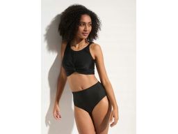 B.P.C bikini czarne top bustier figi maxi wysoki stan prążkowane r.38