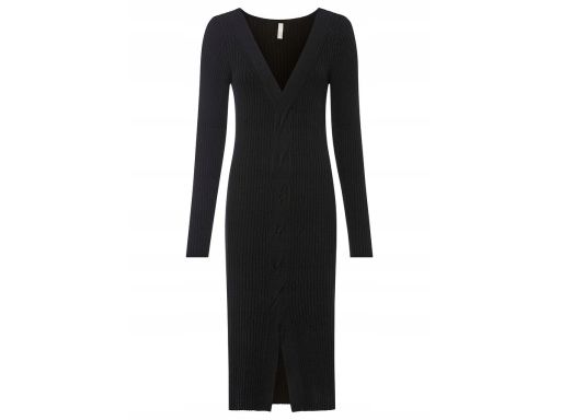 B.P.C sukienka dzianinowa czarna z rozcięciem r.40/42