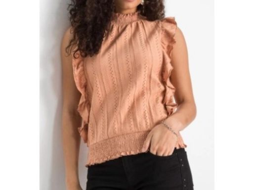 B.P.C bluzka ażurowa z falbaną bez rękawów 40/42.