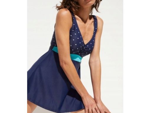 B.P.C sukienka kąpielowa granatowa w grochy r.48