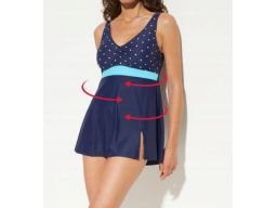 B.P.C sukienka kąpielowa granatowa w grochy r.48