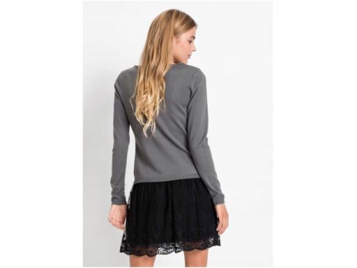 B.P.C sukienka dzianinowa różowa 2w1z czarną koronką ^32/34