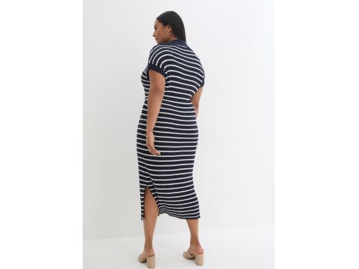 B.P.C dzianinowa sukienka długa w serek z kołnierzykiem bez rękawów 44