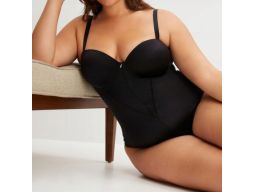 B.P.C. body na fiszbinach czarne z połyskującego materiału 85B.