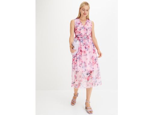 B.P.C sukienka siatkowa midi różowa w kwiatki ^40/42