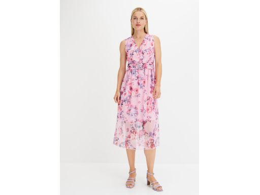 B.P.C sukienka siatkowa midi różowa w kwiatki ^40/42