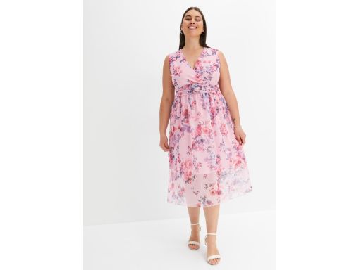 B.P.C sukienka siatkowa midi różowa w kwiatki ^40/42