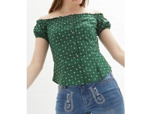 B.P.C zielona bluzka carmen z nadrukiem r.48
