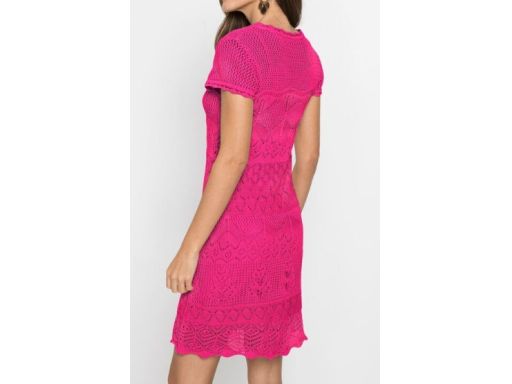 B.P.C sukienka dzianinowa ażurowa letnia różowa ^44/46