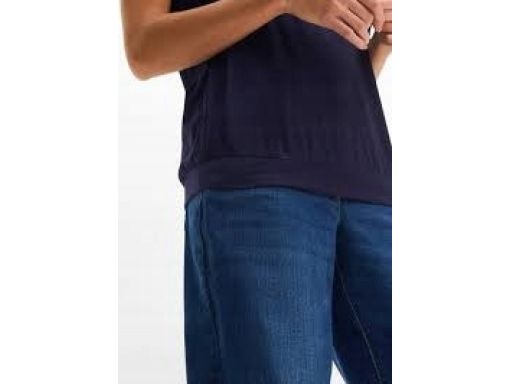 B.P.C t-shirt granatowy z wywinięciem w dekolcie ^40/42